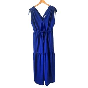 Calvin Klein Royal Blue Tie Shoulder Tiered Maxi Dress, Size 8